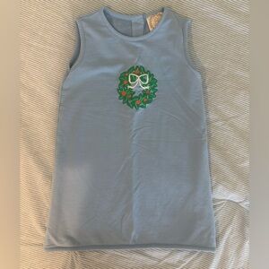 TBBC Blue Sleeveless Holiday Dress with Wreath